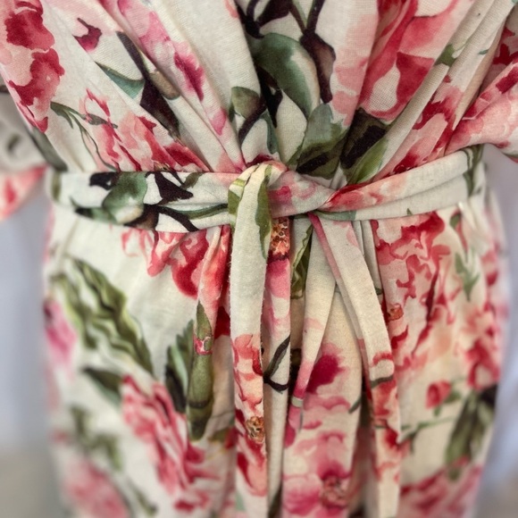 Show Me Your Mumu Brie Floral Robe Print Belted Short Sleeve One Size fits Most - Picture 2 of 8